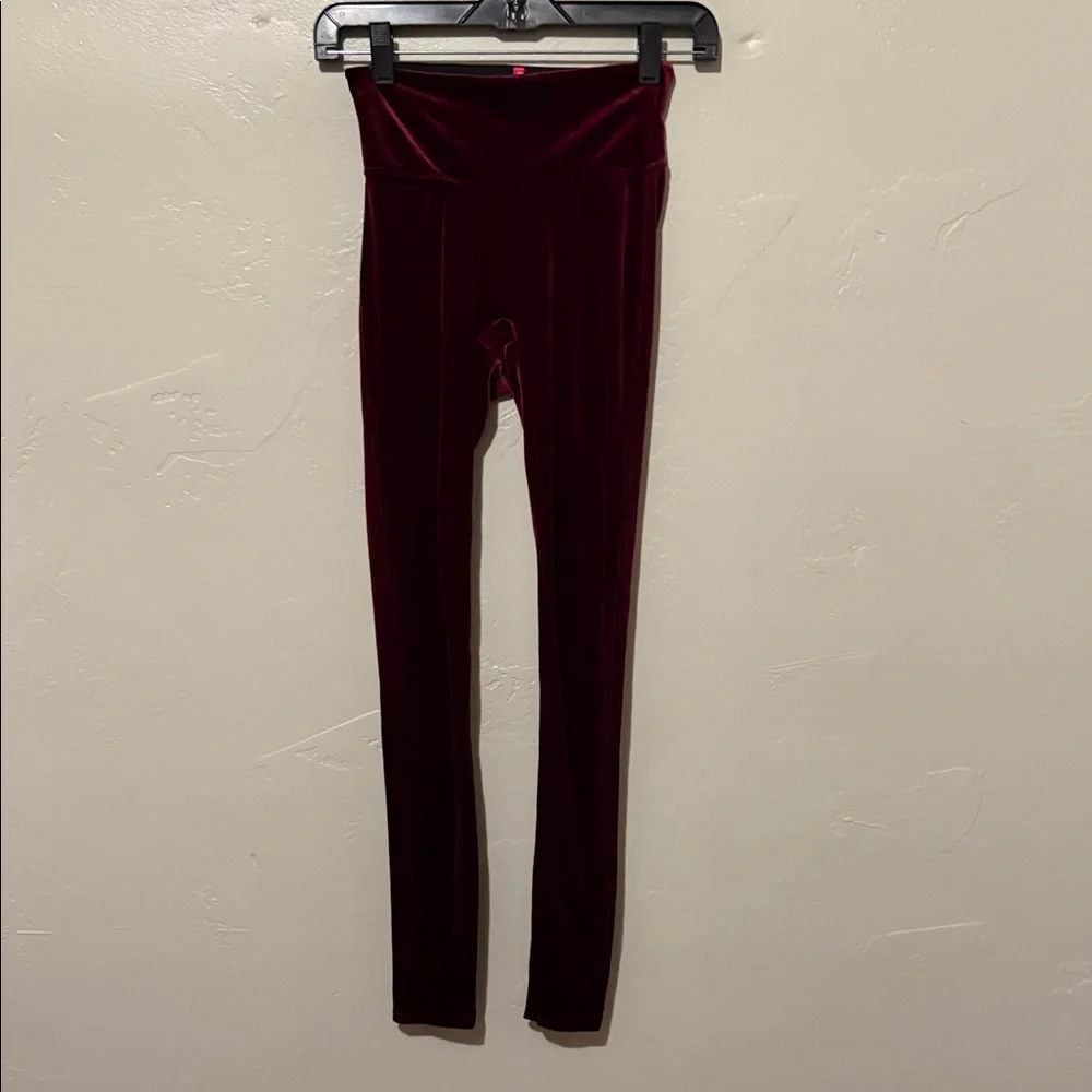 SPANX Burgundy Velvet Leggings XSmall - Picture 1 of 8